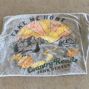 John Denver 'Take Me Home' Country Roads Graphic Tee - Gray with Yellow & Orange